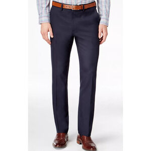 Kenneth Cole Reaction Men Slim Fit Stretch Dress Pants Dark Navy Size 32X32